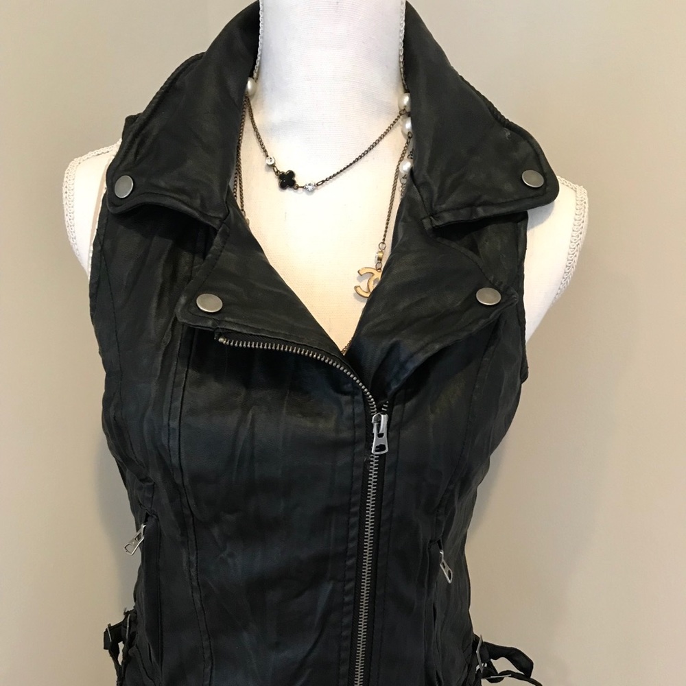 Black Vegan Leather Vest